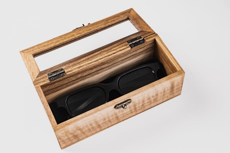 Wood Glasses Box, Wooden Storage Case for Sunglasses, Handmade Eyewear Box, Sunglasses Storage, Wooden Eyeglasses Case, Sunglasses Organizer image 9