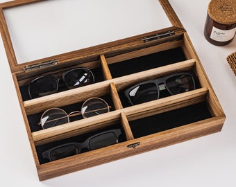 Wood Glasses Box, Wooden Storage Case for Sunglasses, Handmade Eyewear Box, Sunglasses Storage, Wooden Eyeglasses Case, Sunglasses Organizer