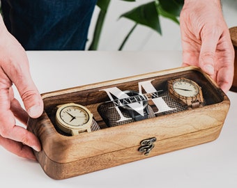 Wathc case 3 slots, Wooden watch organizer Grooomsman gift, Watch organizer, Wooden watch case, Watch display box, Wooden watch holder