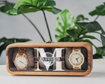 Watch box with lid, 6 slots watch case, Wooden watch organizer, Personalized watch storage, Wooden watch case, Watch collector gifts