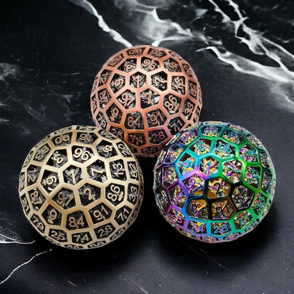 Large D100 Dice for D&D - Intricate Vintage Style Numbered Sphere for RPGs - Unique Collectible Gaming Artefact - Dice Collection