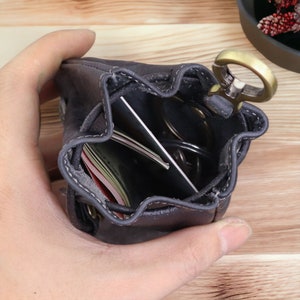 Leather Drawstring Coin Pouch, Money Pouch, Coin Purse, Dice Bag, Wrist Pouch, Leather Pouch. image 6