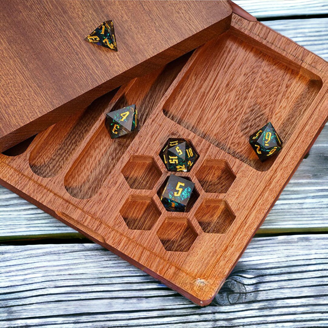Rustic Wooden Dice Storage Box Dnd Dice Organization Dungeons and