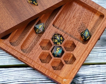 Rustieke houten dobbelstenen opbergdoos - DnD Dice Organization - Dungeons and Dragons - Dice Storage - RPG Games - Dice Box