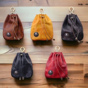 Leather Drawstring Coin Pouch, Money Pouch, Coin Purse, Dice Bag, Wrist Pouch, Leather Pouch. image 2