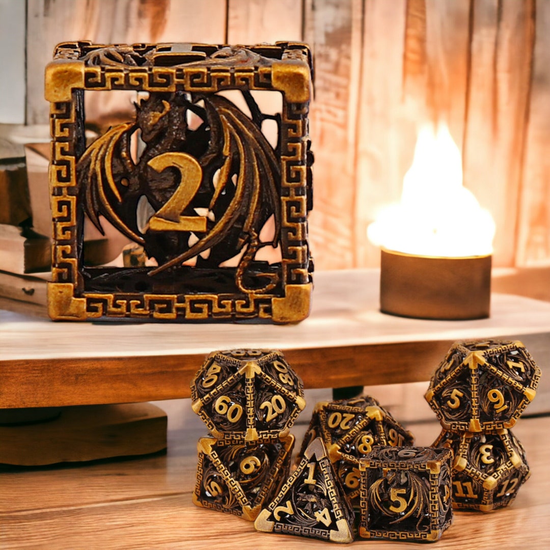 Dragon Themed Dungeons and Dragons Dice Set Variety of Colours