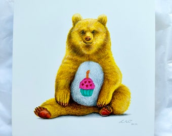 Birthday Bear Painting from the Real CARE BEAR Collection