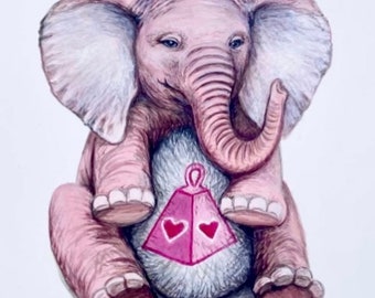 Lotsa Heart Elephant Fine Art Print - The REAL CAREBEAR Cousins Collection