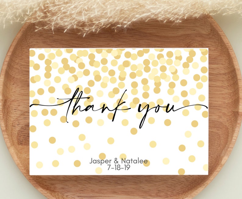 20 Personalized Thank You Cardscustom Namesconfetti Designpostcard