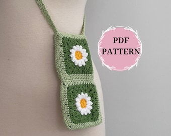 Crochet Daisy Phone Bag Pattern: 3D Granny Square Purse (PDF Pattern)