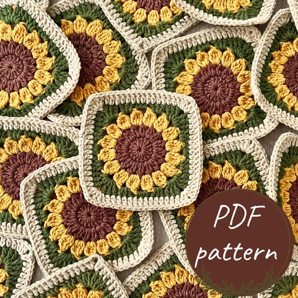 Sunflower Granny Square Crochet Pattern: Beginner Friendly (PDF Pattern)