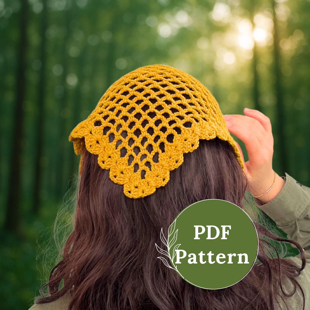 Crochet Mesh Hair Bandana Pattern, Crochet Hair Scarf Pattern