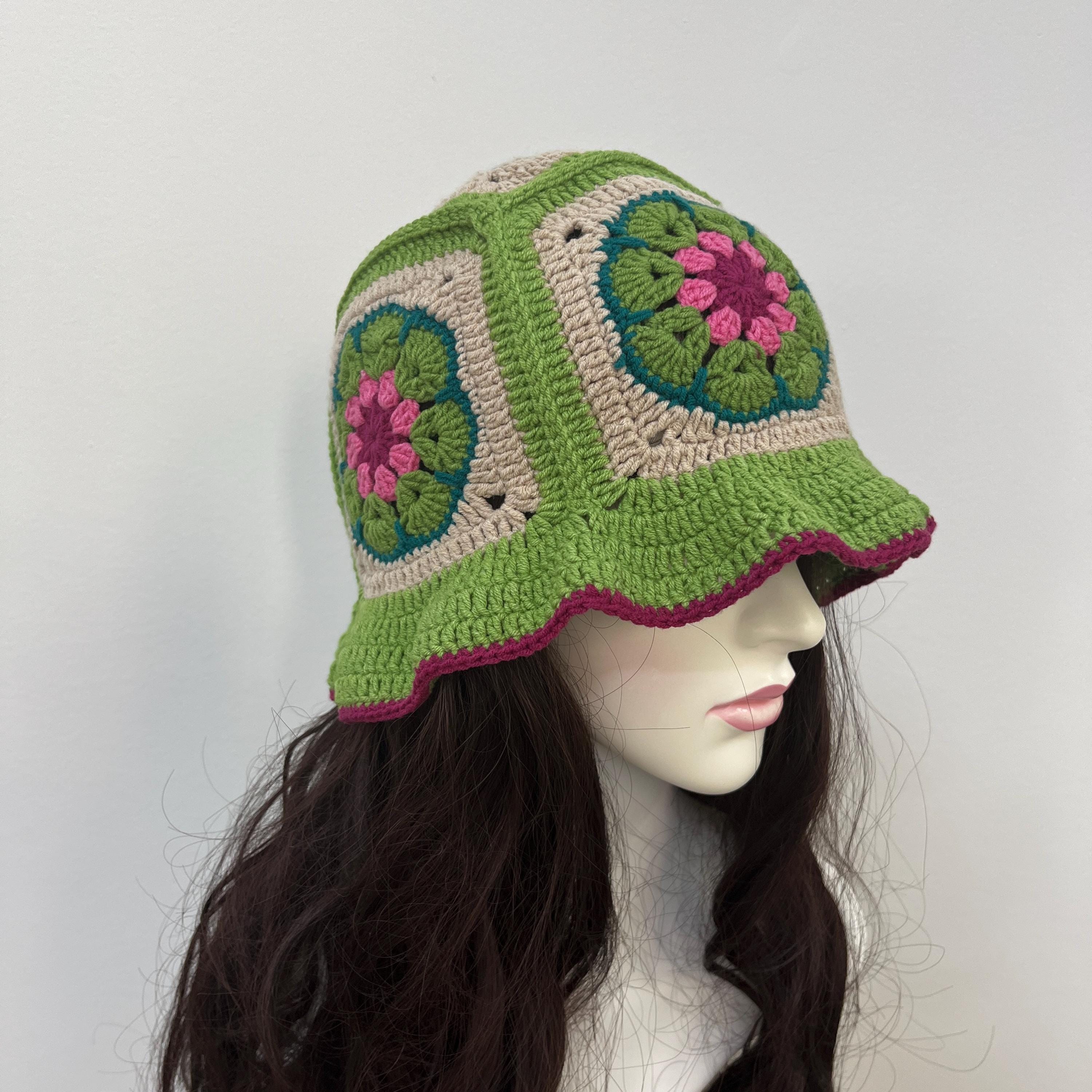 Crochet Bucket Hat Pattern, African Flower Bucket Hat