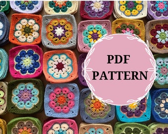 Crochet African Flower Granny Square Pattern - Beginner Friendly Daisy Motif,PDF