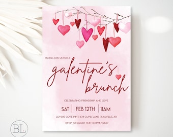 GALENTINES Day Brunch Editable Text Invitation, Valentines Day Brunch, Galentines Brunch Invite, Valentines Day Digital Printable Invitation