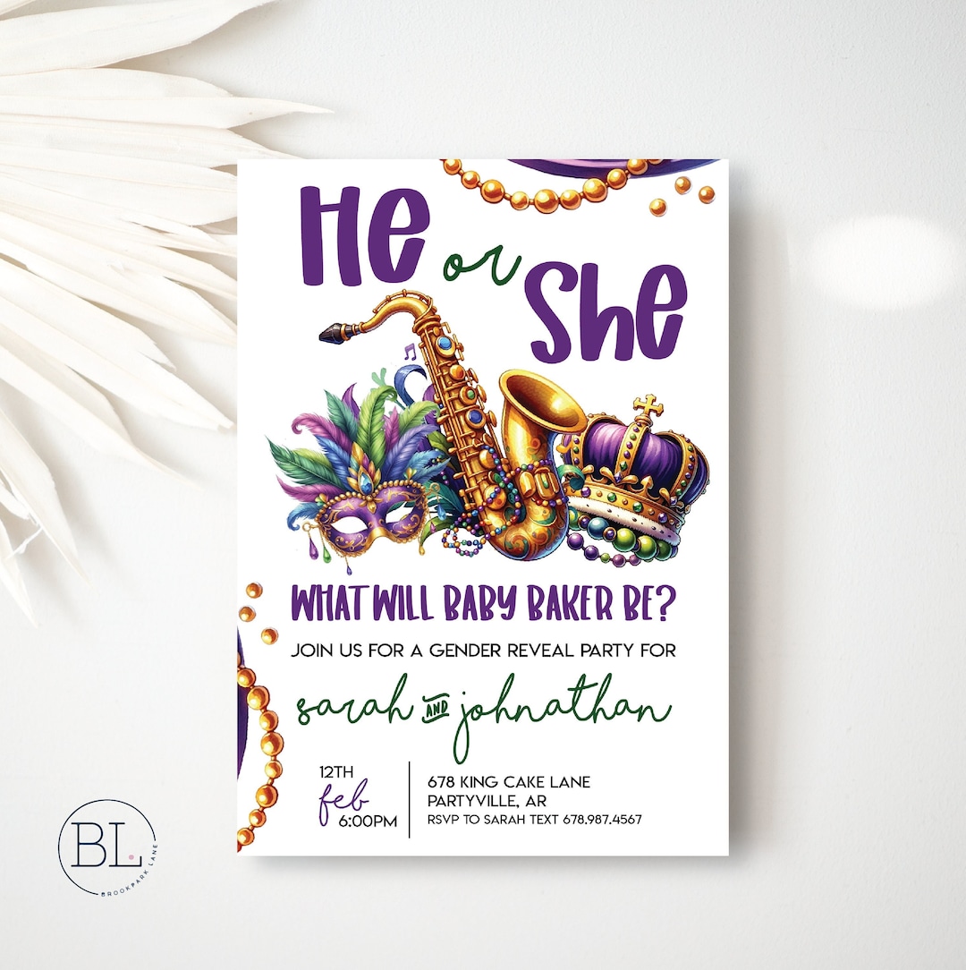 mardi gras gender reveal shirts