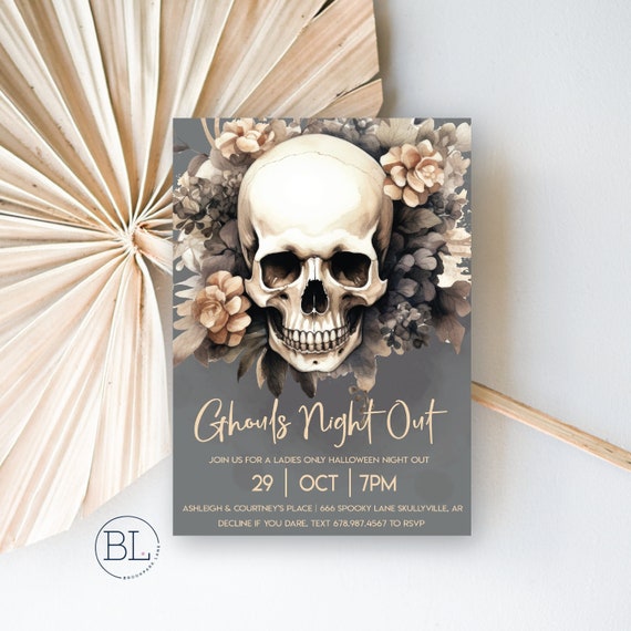 Ghouls Night Out, Girls Night Out, Bachelorette Halloween Party Invite, Drink Up Witches Invitation, Ladies Halloween Witches Night Out