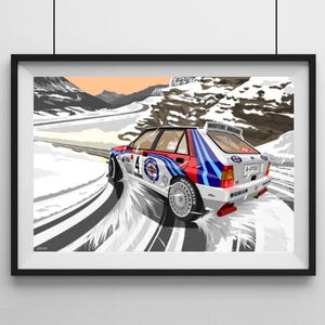 ランチア デルタ インテグラーレ - モンテカルロ ラリー - WRC - ディディエ オリオル - ワールド ラリー - M ドーソン アート - モータースポーツ アート - ランチア マルティーニ - エヴォルツィオーネ