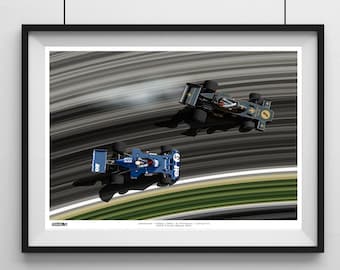 Jackie Stewart & Emerson Fittipaldi F1 Art Print – Tyrrell 006, Lotus 72