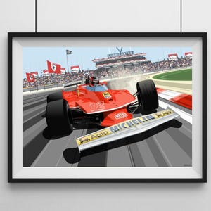 Salut Giles - Giles Villeneuve - Formel 1 - Ferrari - Scuderia - Formel 1 Kunst - M Dawson Art - Motorsport Poster - Ferrari 312t - Auto Art