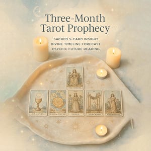 Profecía del Tarot Trimensual, Lectura de Energía Sagrada de 5 Cartas, Ritual de Visión Futura, Pronóstico Psíquico y Guía de la Línea de Tiempo Divina