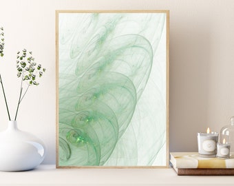 Sage Green Modern Abstract Print, Beautiful Green Illustration Wall Art, Boho Art Print, Printable Wall Art Decor, Digital Download Art