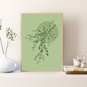 Sage Green Modern Abstract Print, Pastel Watercolour Sage Flowers Wall Art, Boho Art Print, Printable Wall Art Decor, Digital Download Art