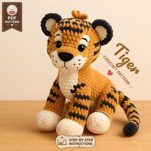 Tiger Amigurumi Pattern Crochet, Plush Toy PDF, Advanced Friendly Soft Plushie