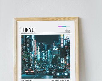 東京の街並み デジタルアートプリント 日本の都市スカイライン 壁飾り モダンな東京の夜景ポスター デジタルダウンロード 日本の都市ポスター