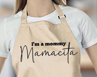 Mamacita Women Apron: Cotton-Blend Mom Cooking Apron with Pockets, Mama's Kitchen Decor