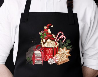 Christmas Gnome Hot Cocoa Apron: Holiday Kitchen Gift, Xmas Dinner Baking Gift