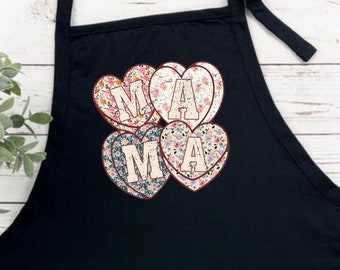 Valentine Mama Floral Heart Apron, Mom Gift