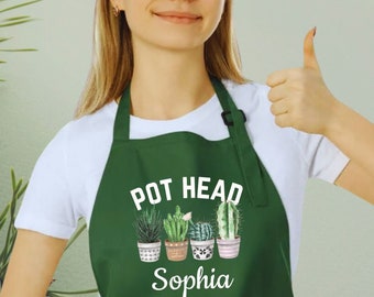 Custom 'Pot Head' Botanical Apron: Funny Plant Lover Gift