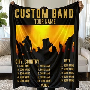Personalized Concert Blanket, Custom Band or Artis Gift, Memorable Concert Gift, Fully Personalized To Request, Anniversary Gift, Music Gift