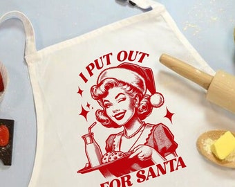 Retro Christmas Cooking Apron: Sarcastic Santa Lady Gift, Vintage  Mom Kitchen Decor