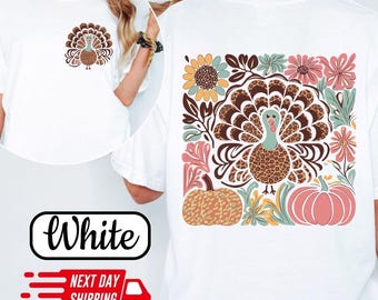 Comfort Colors Retro Thanksgiving Turkey Shirt: Preppy Fall Pumpkin Tee Girly Autumn