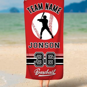 Custom Baseball Team Logo Beach Towel: Personalized Sport Gift