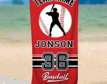 Custom Baseball Team LOGO Beach Towel, Baseball Player Gift, Sport Lover Gift, Personalized School Team Club, Baseball Coach Birthday Gift