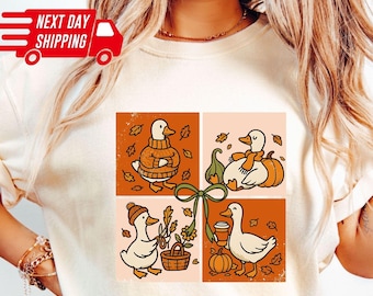 Comfort Colors Fall Goose T-shirt: Pumpkin Latte Goose Shirt S 2XL