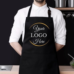 Personalized Logo Print Apron, Culinary School Apron, Restaurant Apron, Chef Apron, Custom Photo Apron, Personalize Kitchen Gift, Cafe Apron