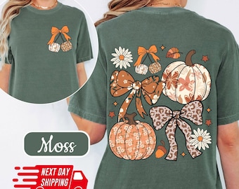 Comfort Colors Floral Fall Pumpkin Shirt: Fall Season Cotton T-Shirt S 2XL