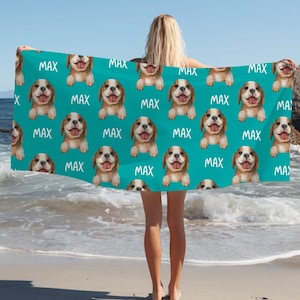 Personalisiertes Strandtuch mit Namen, Personalisiertes neues Welpen Geschenk, Hunde Mama & Hunde Papa Geschenk, Baby Hund Geburtstagsgeschenk, Hundeliebhaber Pool Handtuch