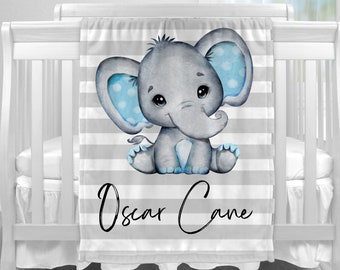 Personalisierte Baby-Decke mit Elefant: Safari-Kinderzimmer-Dekor