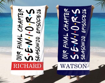 Our Final Chapter Seniors 2026 Beach Towel with Name, Class of 2026, Friends Senior