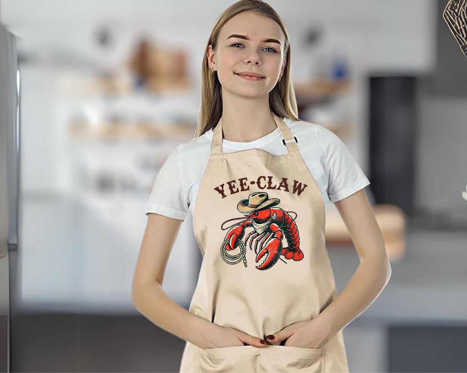 Cowboy Crawfish Kitchen Apron: Yee Claw Sarcastic Baking Gift, Western ...