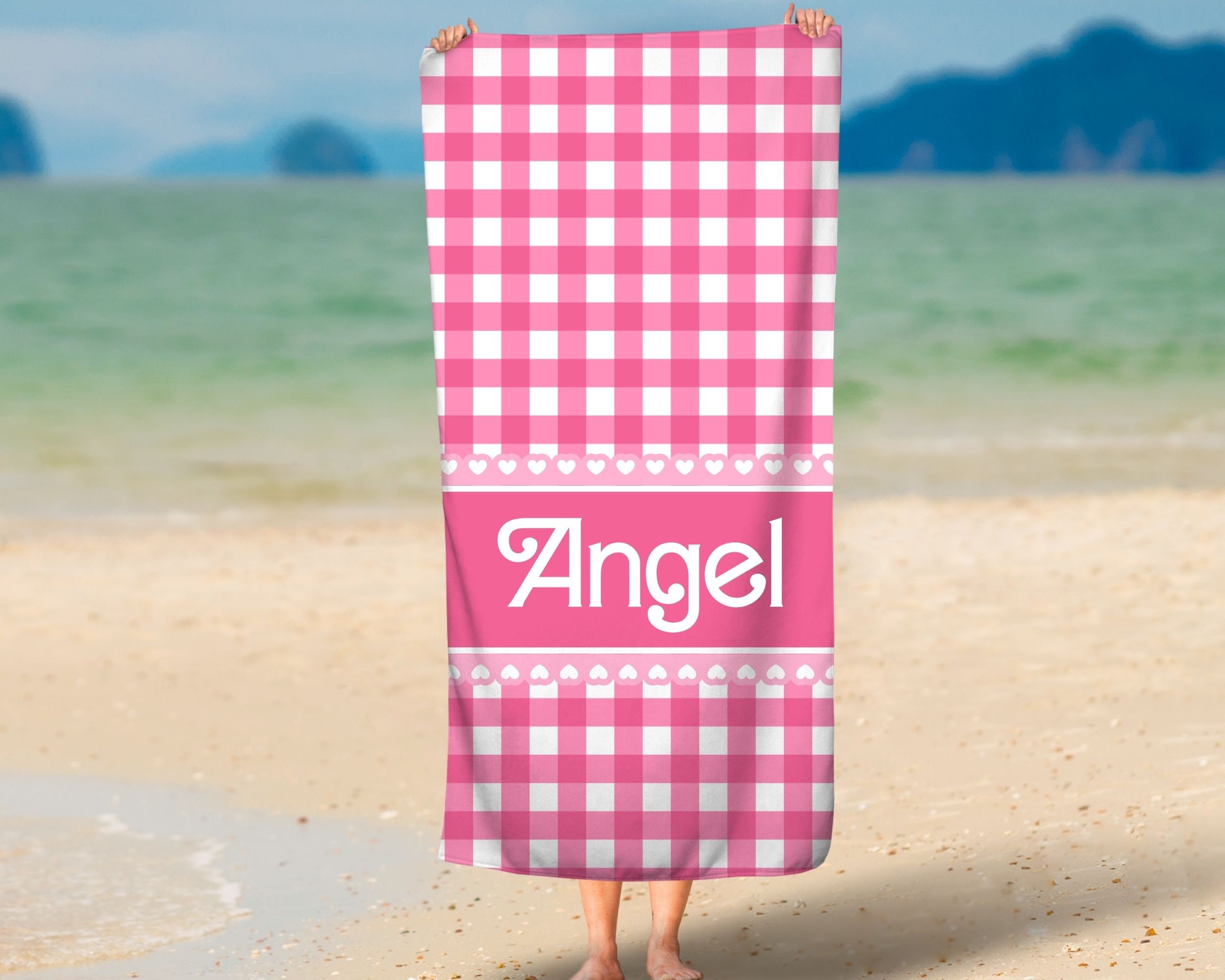 Discover Custom Plaid Baby Beach Towel, Mrs. & Mr. Lovely Matching Checkered Beach Towel Set