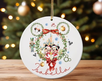 Custom Disney Christmas Magic Castle Ornament: Mickey Minnie Xmas Tree Decor, Disneyland Holiday Home Accessory