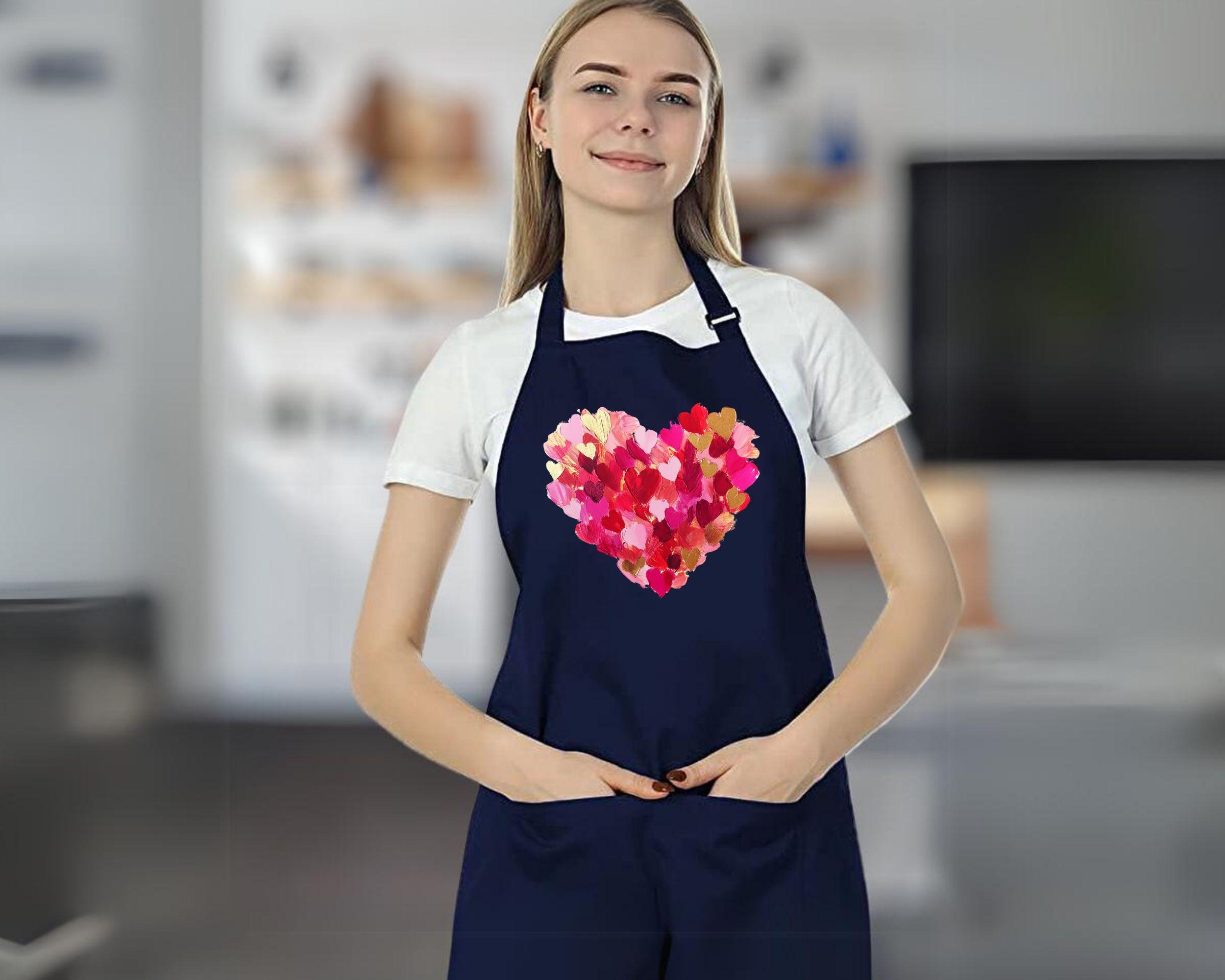 ハート ブラシストローク バレンタイン エプロン、トレンディな XOXO