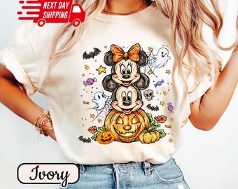 Magical Cartoon Comfort Colors Shirt: Disney Mickey & Minnie Mouse Halloween T-shirt Disneyland Fall