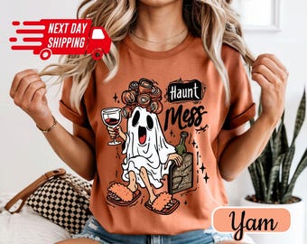 Comfortkleuren Haunt Mess Halloween-shirt: griezelig seizoen-T-shirt herfstkleding